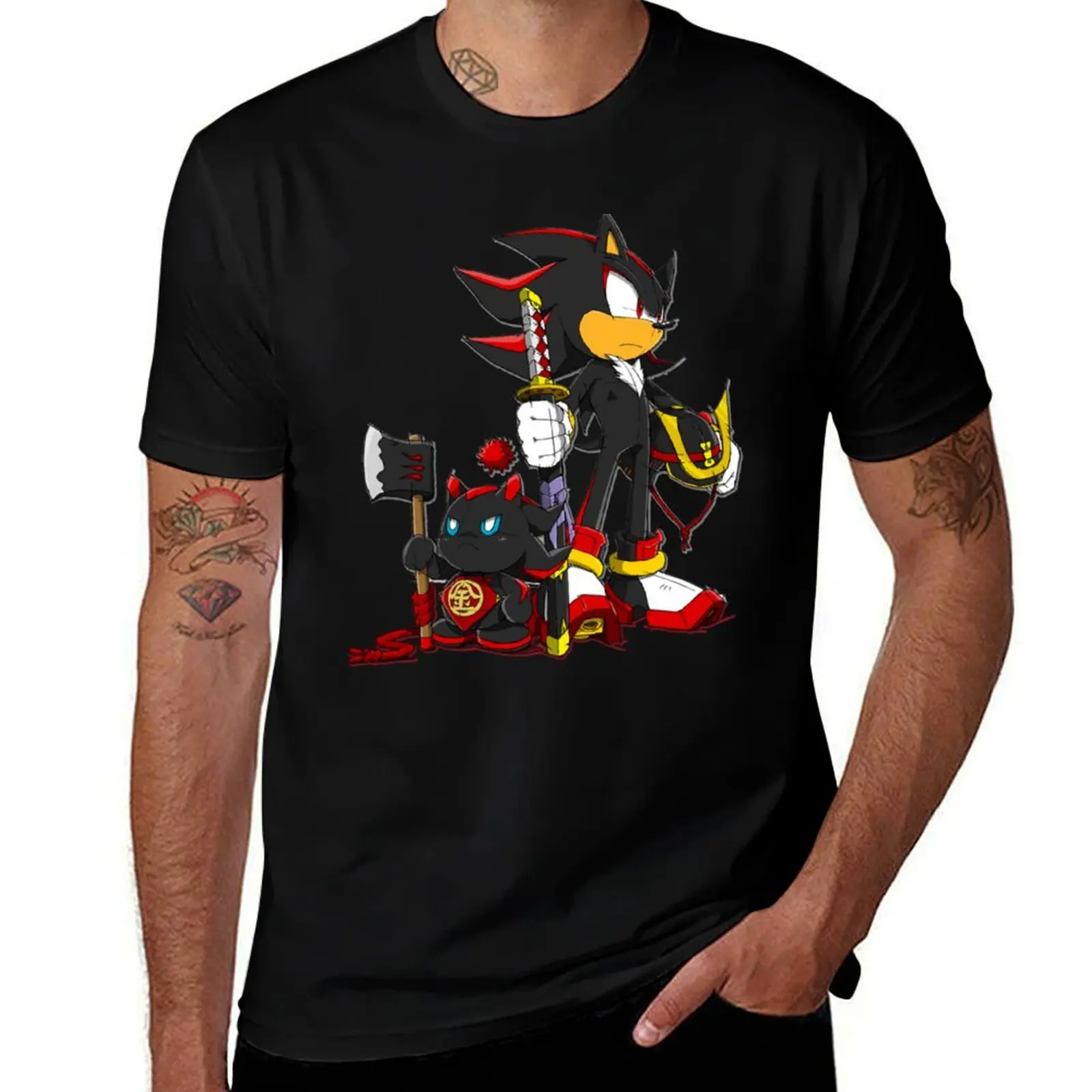 

Dark Chao and Shadow T-Shirt summer tops blue lock graphic tee shirt summer top black t-shirts for men