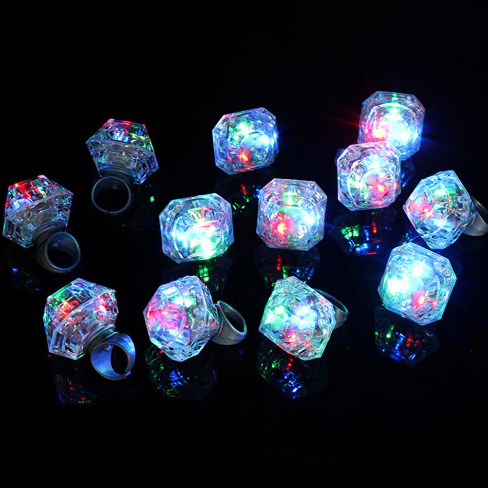 

6pcs Simulate Diamond Finger Ring LED Luminous Rings Flashing Toys Party Favors Gifts flashing finger rings