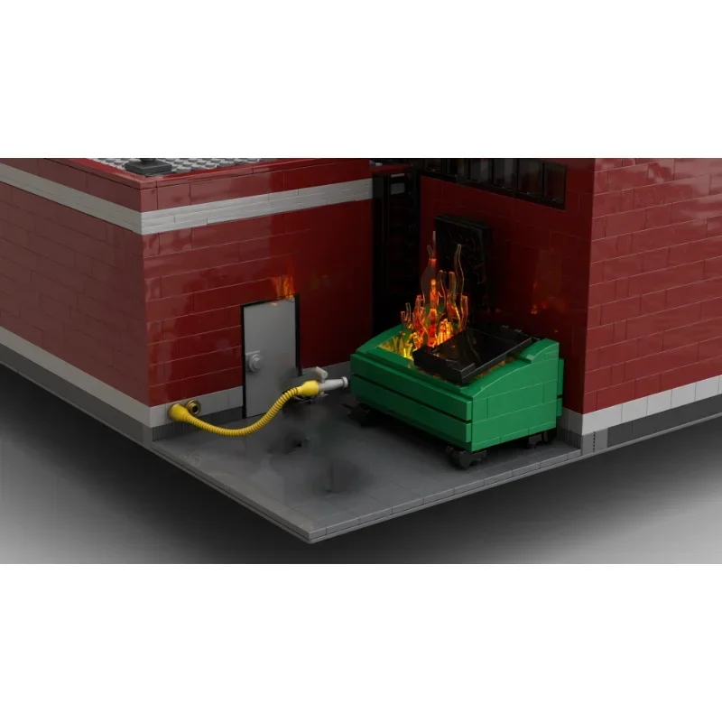 City Street View modelo Moc ladrillos de construcción estación de bomberos Modular tecnología bloques regalos de coche juguetes de Navidad DIY conjuntos de montaje