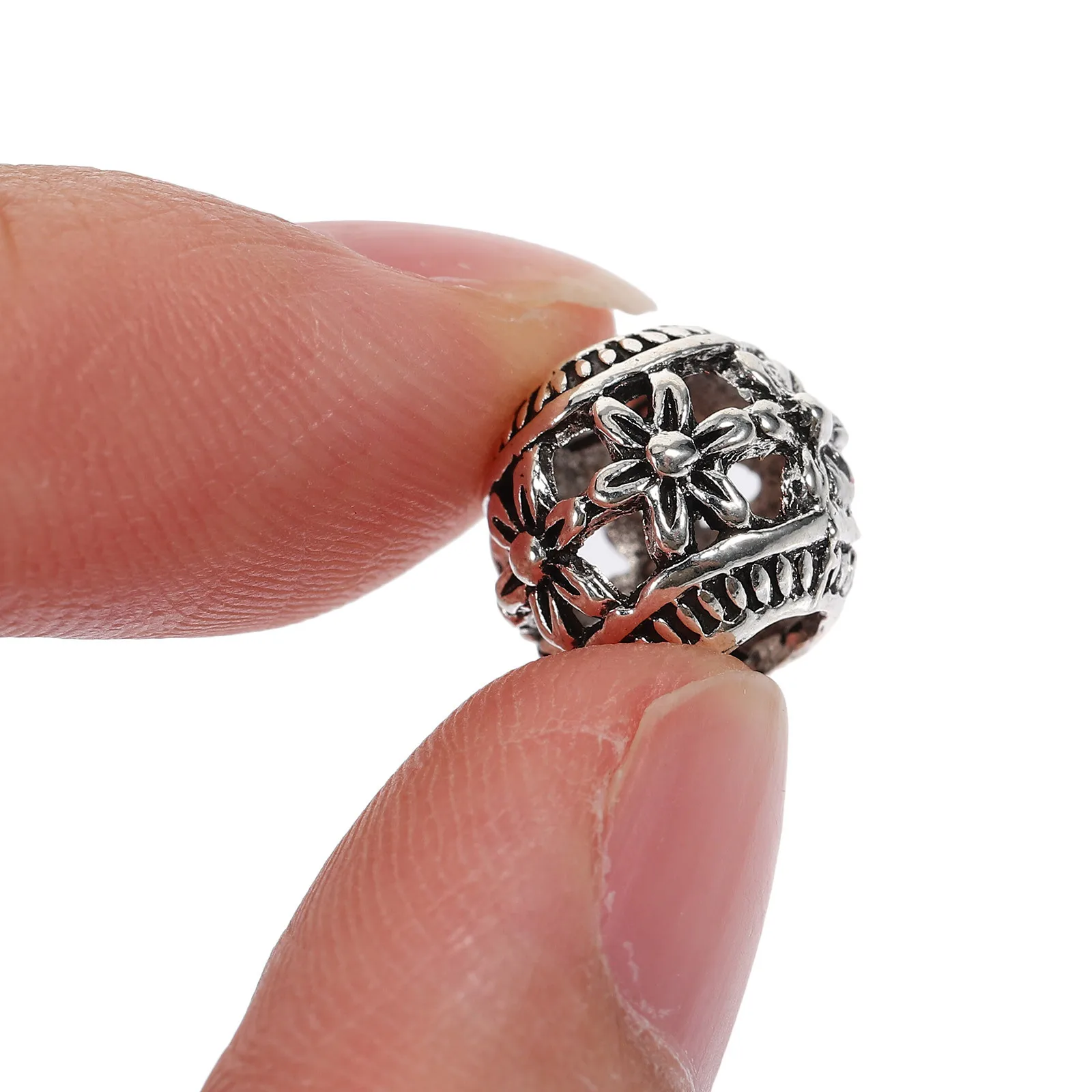 

40Pcs Hollow Metal Beads Alloy Large Hole Round Smooth Surface DIY Jewelry Making Beads for Bracelets Necklace Accessories