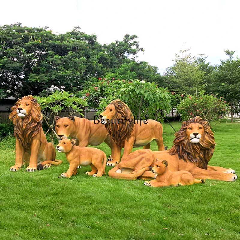 

FRP outdoor big lion simulation animal sculpture shopping mall scenic spot decoration ornament