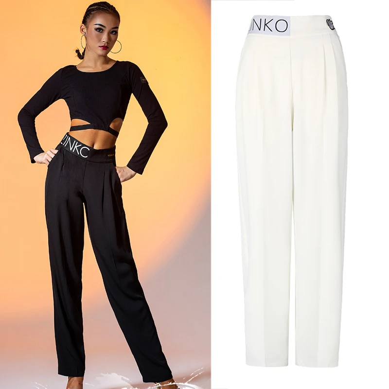 

Modern Dance Pants Women'S New High-Waist Suit Pants Crop Top National Standard Trousers Latin Dance Pants Dance Costumes SL5458