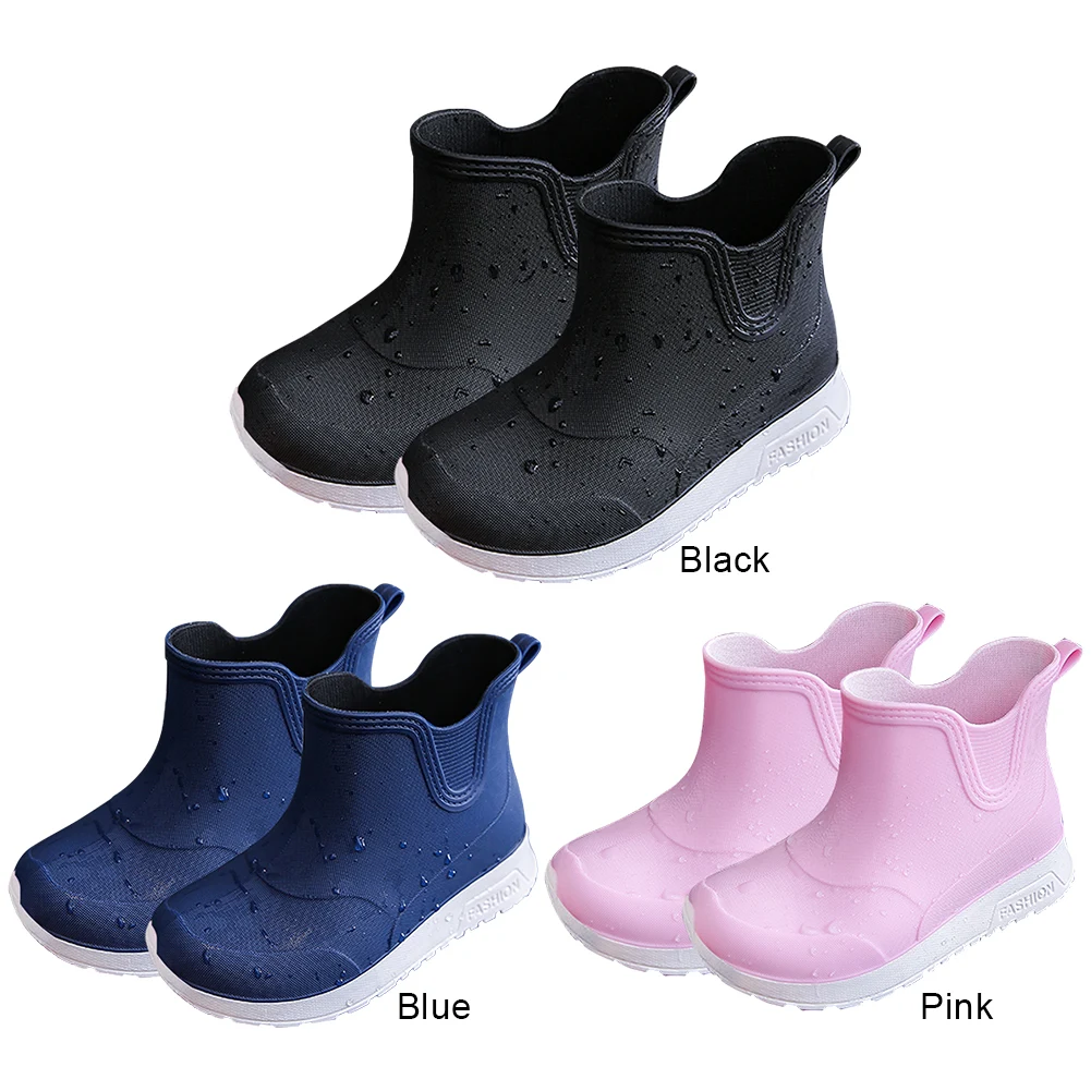 Children Rain Boots Easy-on Rain Shoes Lightweight Waterproof Boots Kids Water Shoes Fashion Rain Shoes for Boys Girls