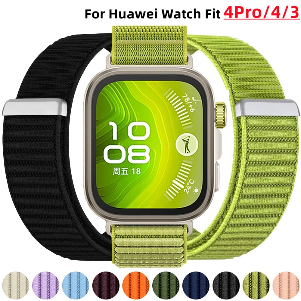 ナイロンループストラップ Huawei Watch Fit 3/4/4Pro 用 編組快適で通気性のあるバンド Huawei Watch Fit 3/Fit 4/4Pro アクセサリー用