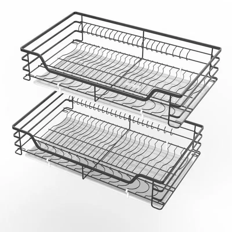 

Cabinet Draw Basket 304 Stainless Steel Kitchen Cabinet Drawer Type Dish Basket Dish Basket Double Cushion Damping Track