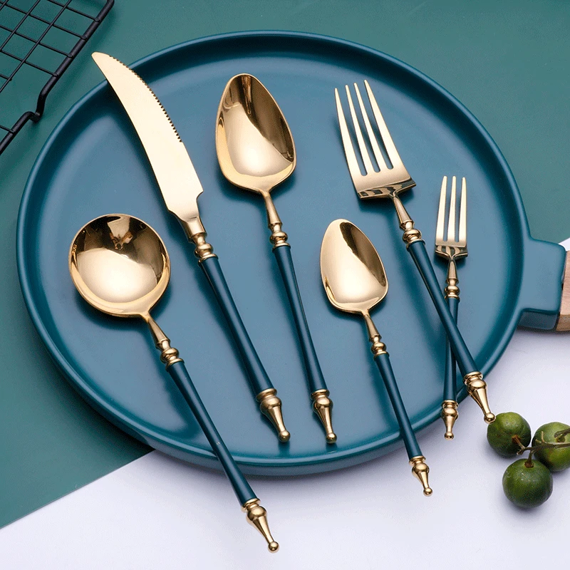 304Stainless Steel Roman Column Tableware Set Knife Fork Spoon Western Dinnerware Set Kitchen Cutlery Combination European Style