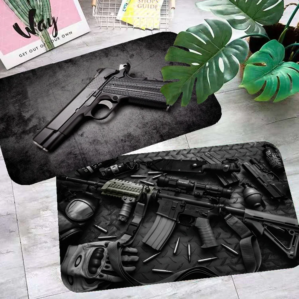 Rifle Pistol Revolver Gun AK47 Cartoon Entrance Door Mat Nordic Style Home Doormat Bathroom-Toilet Mats Bedroom Hotel Decor Mat