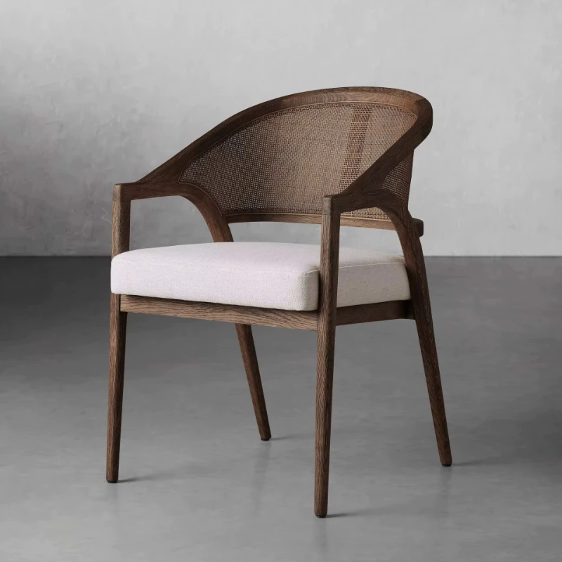 

Solid wood rattan dining chair Western restaurant Surprise Quiet Wind Furniture Cafe Negotiation chair