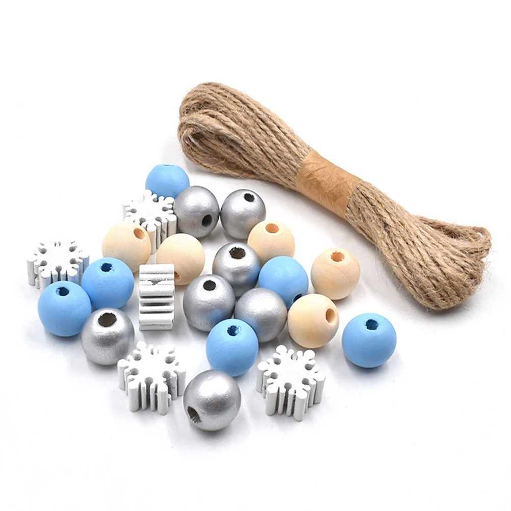 

16 s Wooden Beads Set DIY Christmas Decor Jewelry Making Round Beads Charms Craft Supplies Home Party Accessories