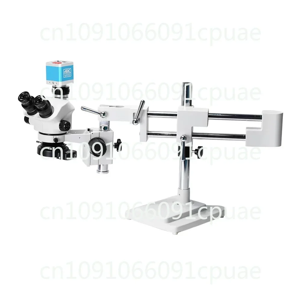 4K Camera 3.5X-90X 7-45X Double Focus Double Boom Bracket Trinocular Stereo Zoom Microscope