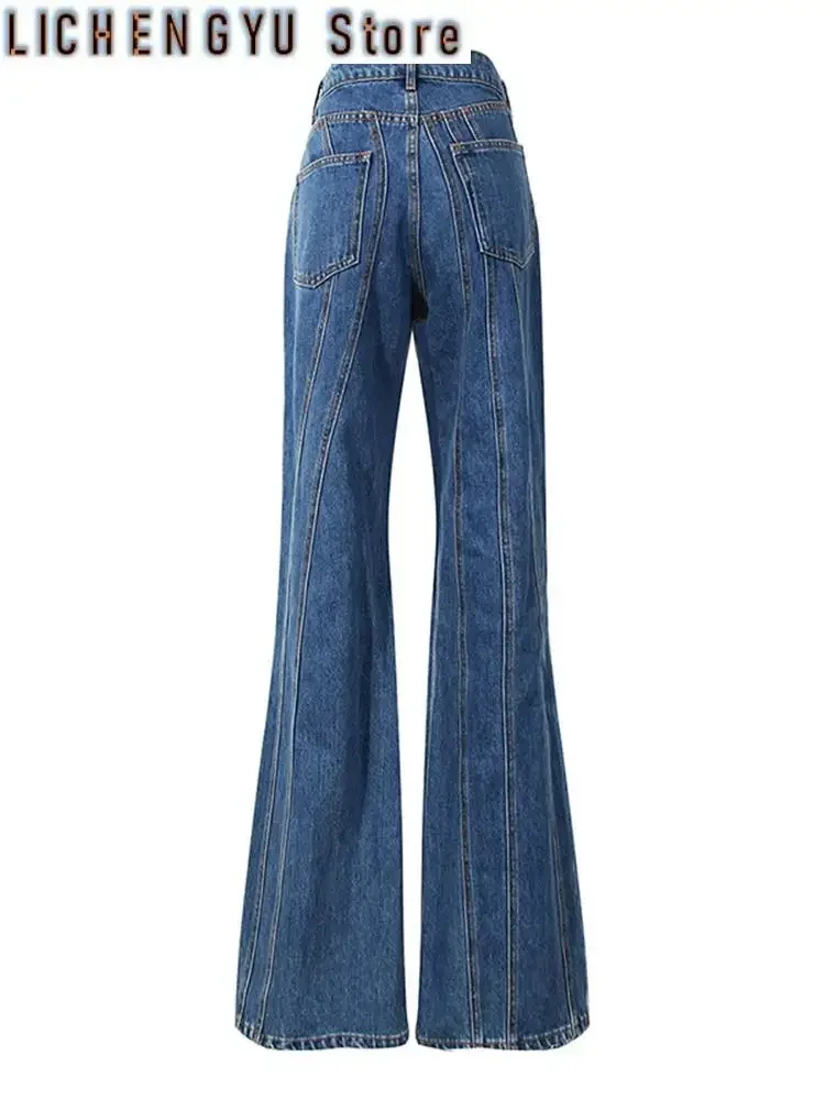 Asymmetrical Spliced Oblique Waist Placket Trousers Loose Fit Pants Women Fashion Tide Spring Autumn