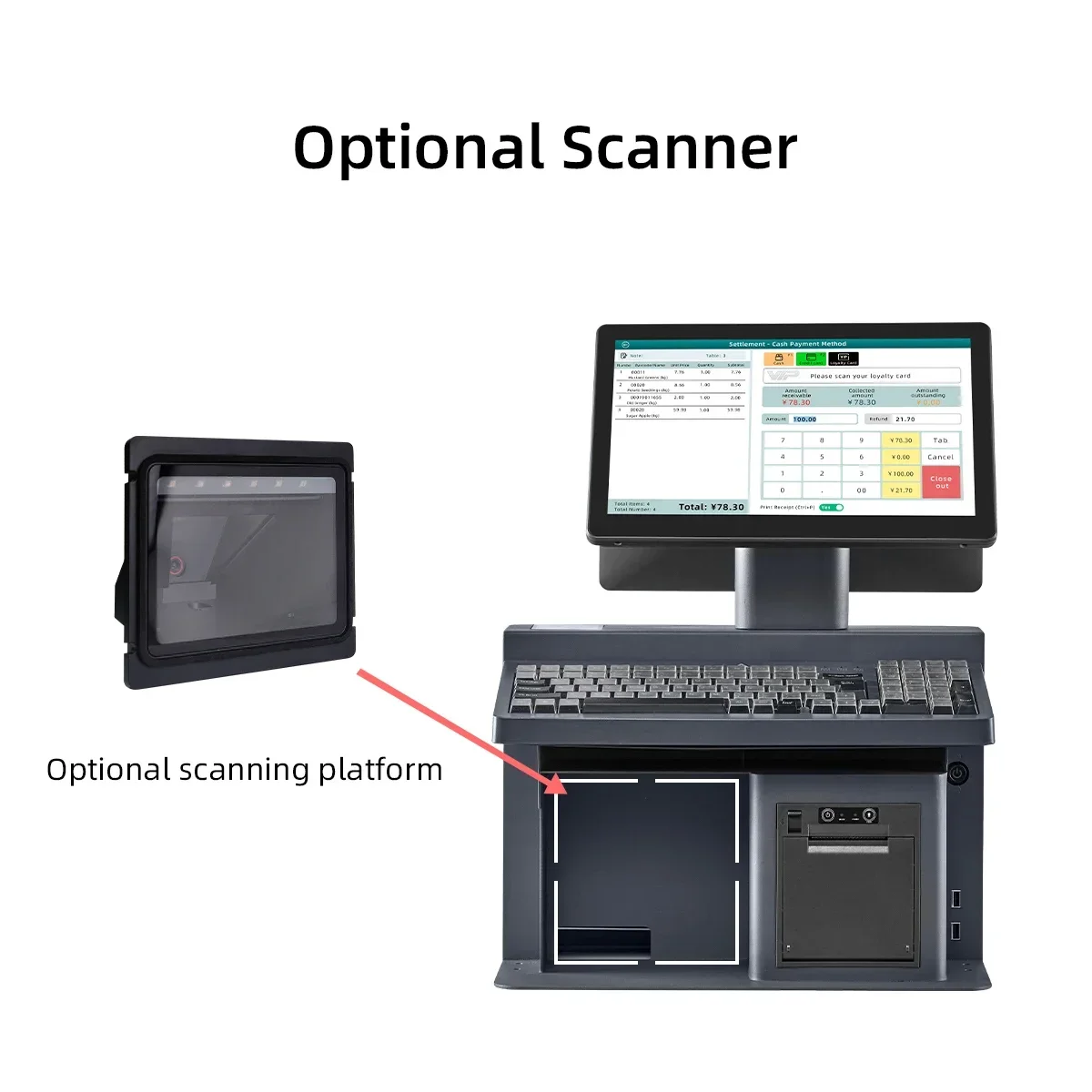 MASUNG AI Touch Screen PC Scale AI recognizes weighed Label Barcode Printing Scale Supermarket Weighing Scale With POS Software