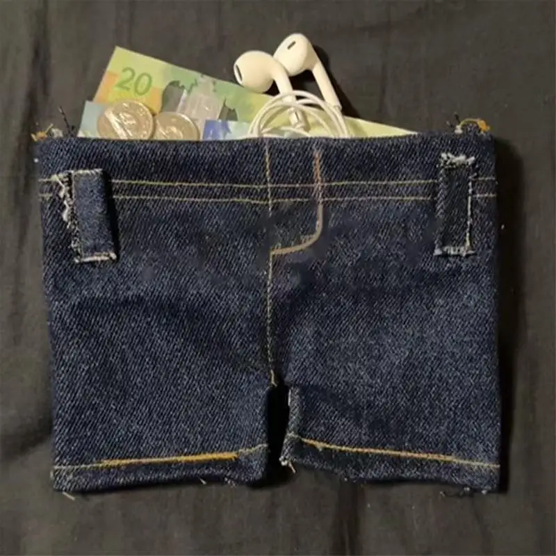 Portafoglio mini jeans Porta carte pieghevole a forma di jeans Portafogli porta carte per portafoglio da donna da uomo
