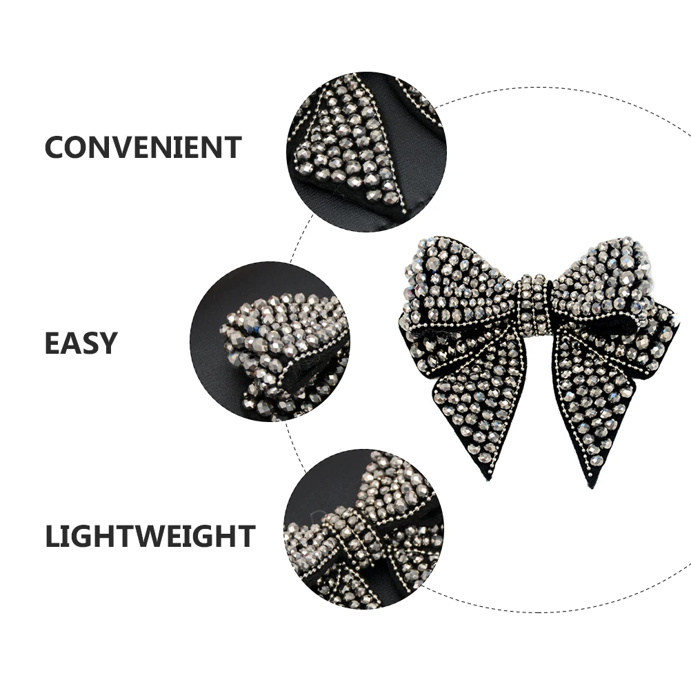 

Rhinestones Bow Tie Cloth Patch Bride Decorations Applique Bows Beading Shoe Ornament