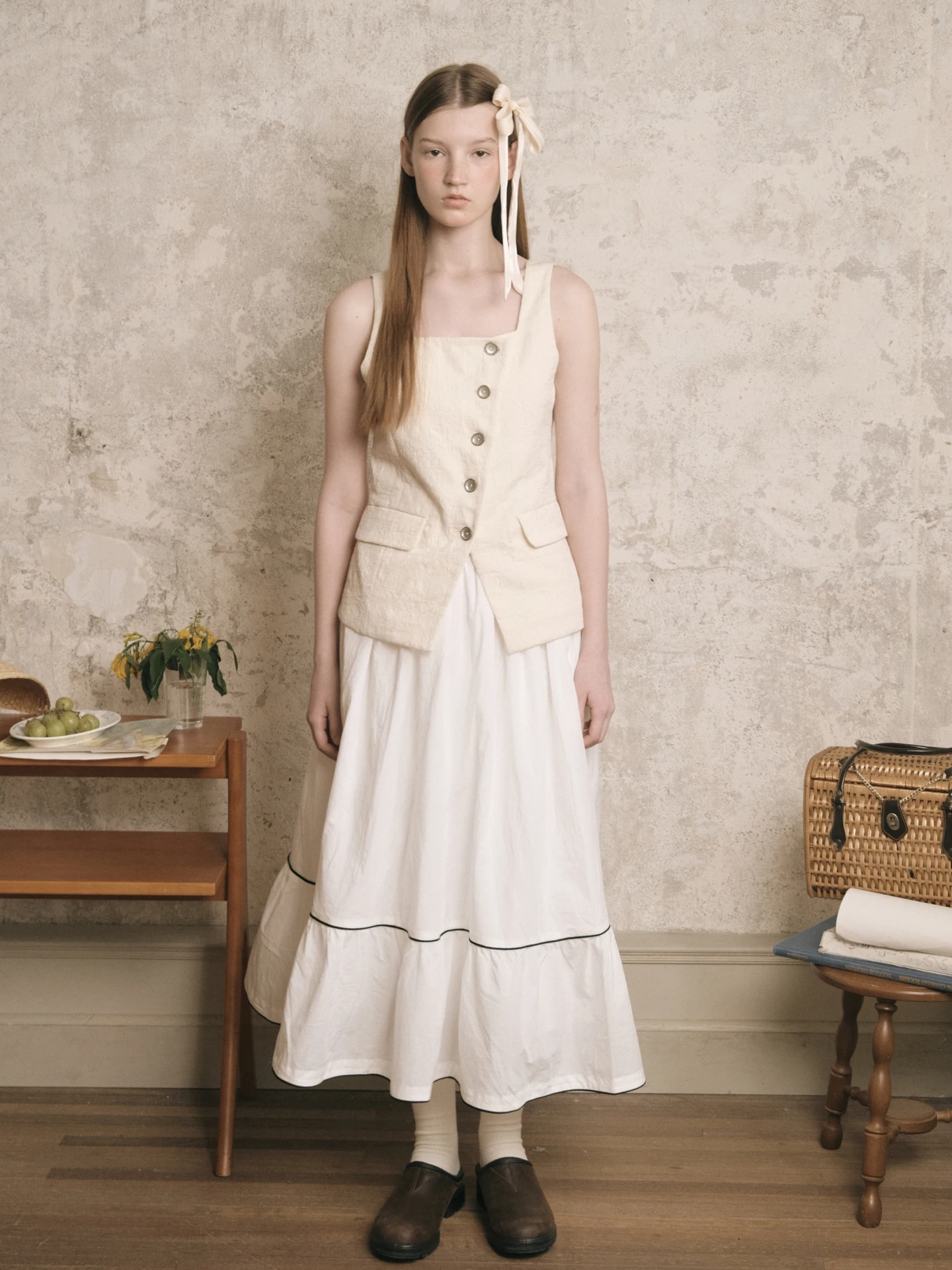 

Классический льняной жилет MintCheese с квадратным воротником, вышивкой и утяжкой на талии, модная женская куртка для весны и лета