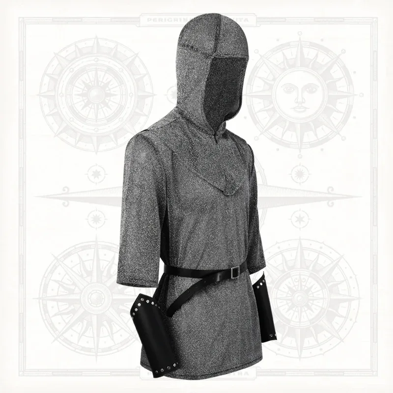 DY20 เมทัลลิกเชนเมล์สไตล์อัศวินคอสเพลย์เสื้ออัศวินเทมพลาร์บทบาทเล่นยุคกลางฮาโลวีนเครื่องแต่งกาย 25