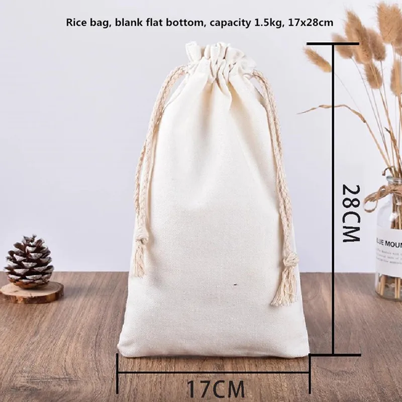 3PCS Cotton and Linen Drawstring Pull String Sack Packaging Storage Bag Seed Tea Rice Cloth Bags Ornament