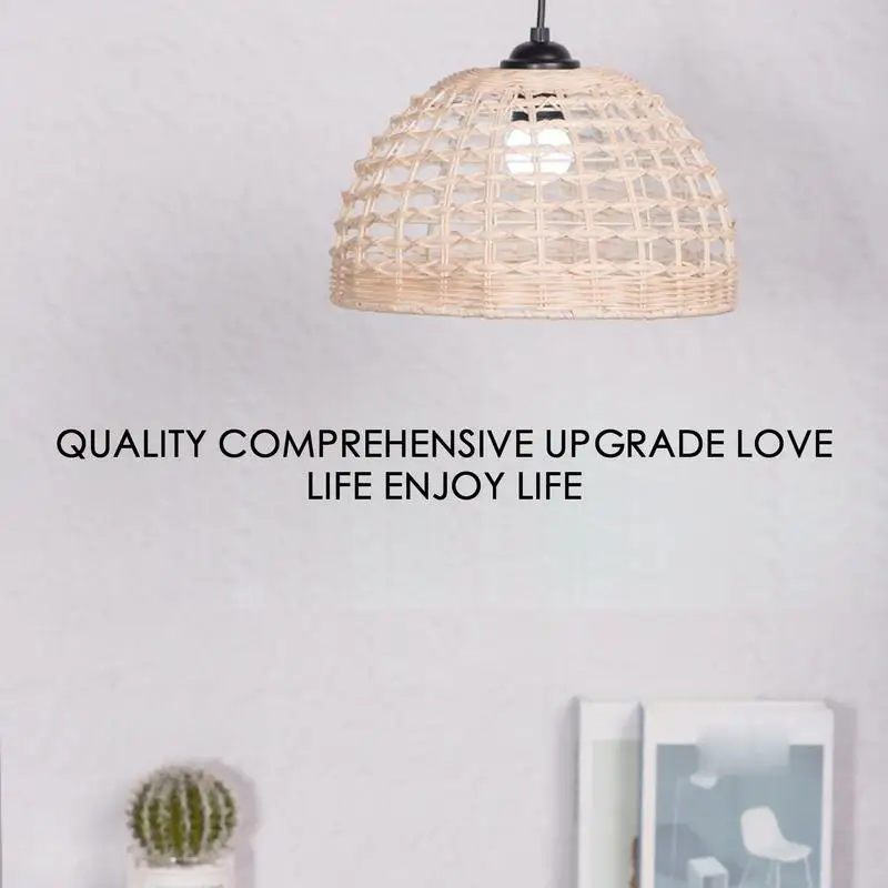 

Rattan Pendant Lamp Shade Hand Woven Lampshade Light Fixture Chandelier Ceiling Pendant Lights Cover Home Decor