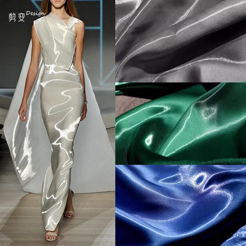 

Super Bright Liquid Crystal Thickened Satin Fabric, High-end Bright Water Light Jacket, Suit Crisp Clothing Designer Fabric