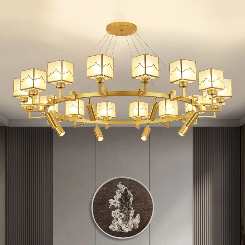 

Китайская светодиодная люстра для гостиной, атмосферные бытовые подвесные светильники, отель, вилла, столовая, кухня, модель, подвесной светильник