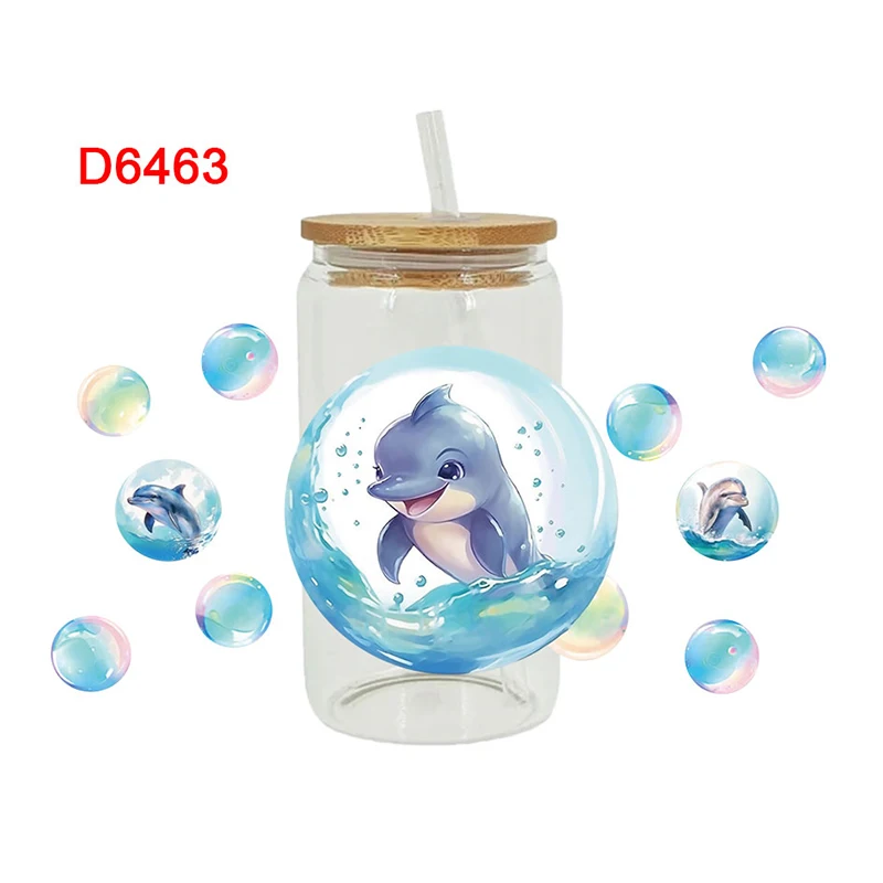 3D UV DTF Transfers Stickers, 16oz, Cup Wraps, Marine Animal Printed for DIY Glass Ceramic Metal Leather, Etc D6201 image 6