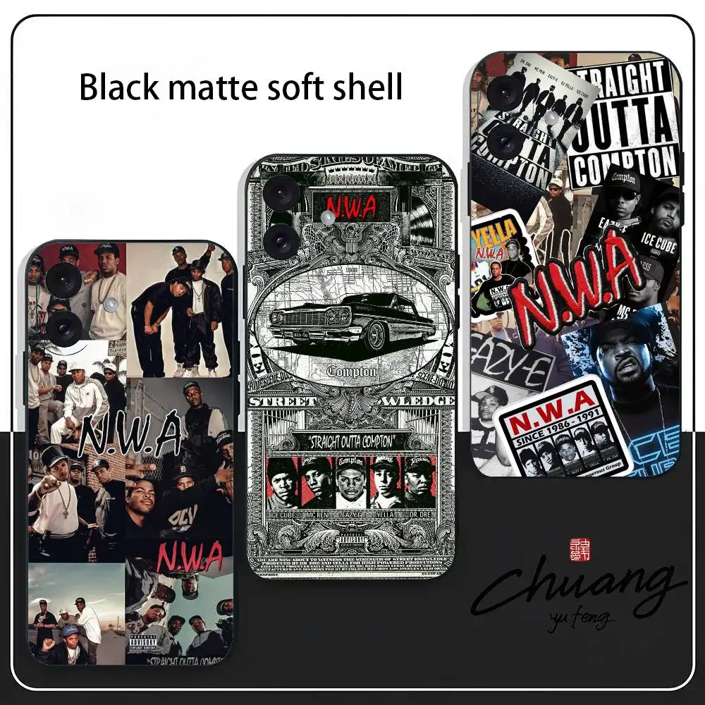 

S-Straight Outta Compton Phone Case Stylish black matte TPU case for 11-16. Anti-slip and wear-resistant