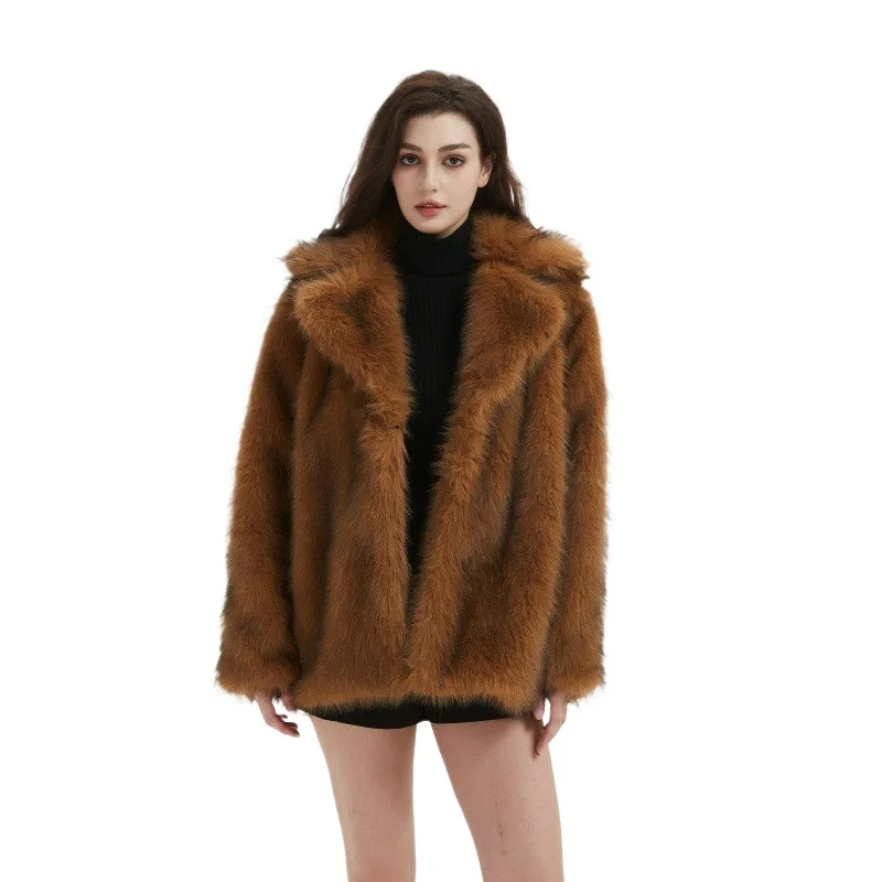 

The 2026 Autumn/winter New High-end Eco-friendly Fox-like Fur Coat Is A Fashionable Versatile Mid-length Fur Outerwear for Women