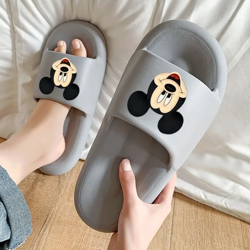 New Disney Kawaii Summer Slippers Home Indoor Home Bathroom Soft Sole Non-Slip Cute Cartoon Anime Mickey Couple Sandals Slippers