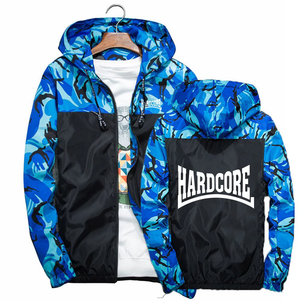 HARDCORE Printed Men Military Windbreaker Camouflage Patchwork Jackets Coats Fashion Streetwear Jacket Camo High Quality Clothes