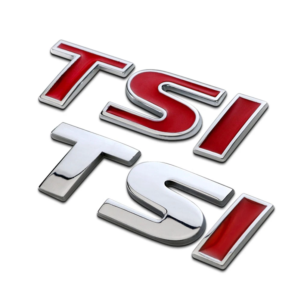AQTQAQ 1Pcs 3D Metal TSI Car Side Mudguard Rear Trunk Emblem Badge Sticker Decals,Universal Car Accessories Decorations Stickers