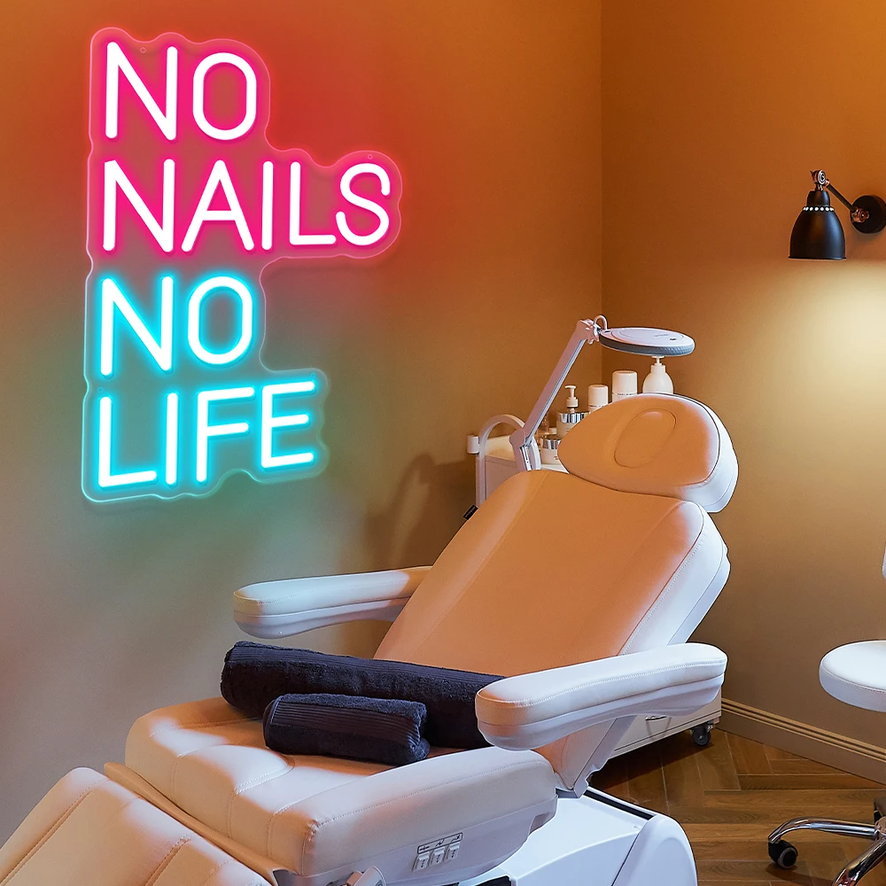 

No Nail No Life Neon LED Sign Bedroom Home Lashes Nails Room Cafe Decoration Neon Night Lights USB Cafe Coffee Decor Signs