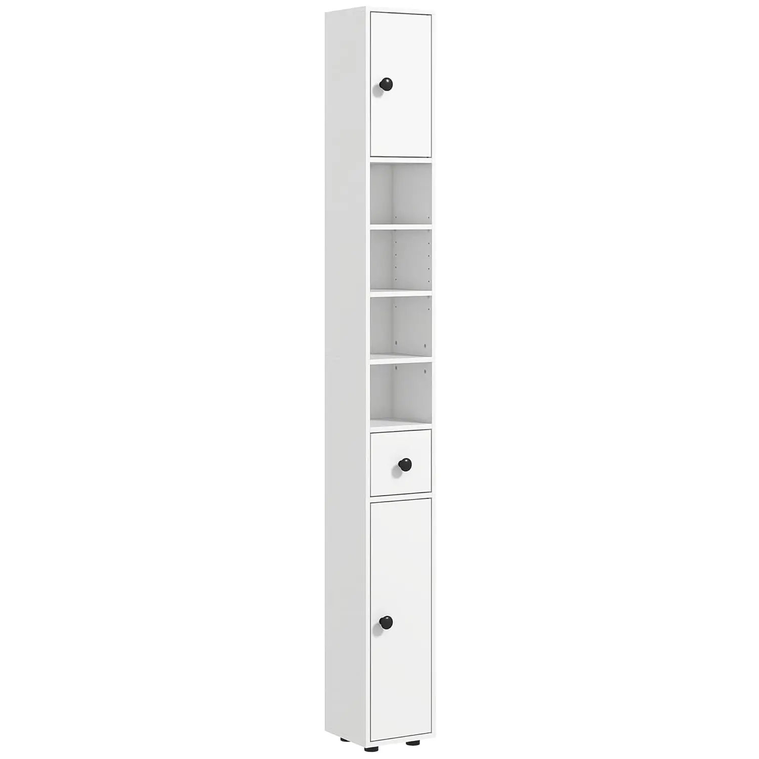 

71" Tall Narrow Freestanding Storage Cabinet Open Shelves 2 Doors Adjustable Kitchen Hallway Living Room White Customized