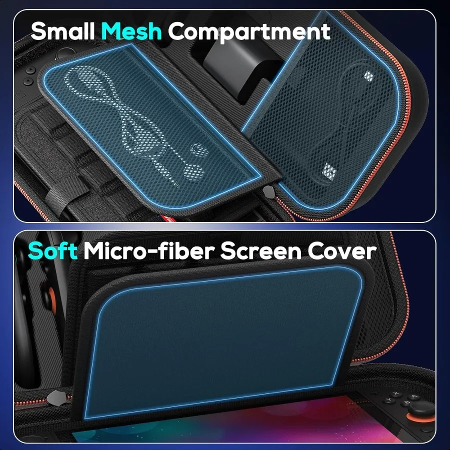 [شحن بالداخل] حقيبة حمل للتبديل 2 2025 مفتاح OLED مع محول وحقيبة سفر للتخزين Joy Cons لـ Switc