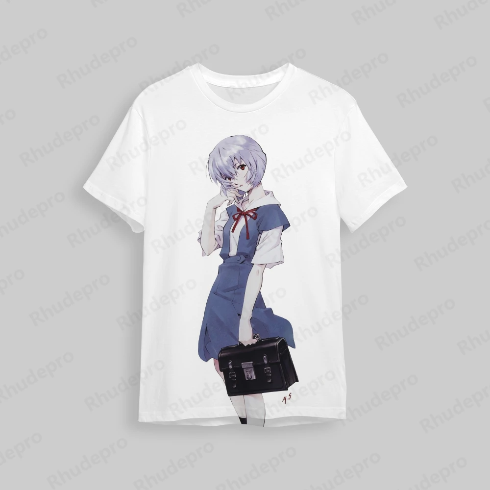 Camiseta Neon Genesis Evangelion masculina, camisas de manga curta, tops de hip-hop, roupas infantis, streetwear, moda, nova