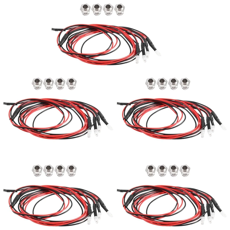 4 Leds 3Mm RC LED Light Kit For 1/10 RC Car Truck Crawler RC Model Drift Car Headlight Taillight , White And Red Easy Install