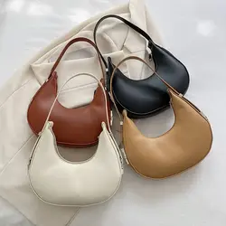 Nowa moda damska Torebki damskie Hobos Casual Solid Color Underarm Bag PU Leather Half Moon Tote Bags Outdoor Clutch Handbags