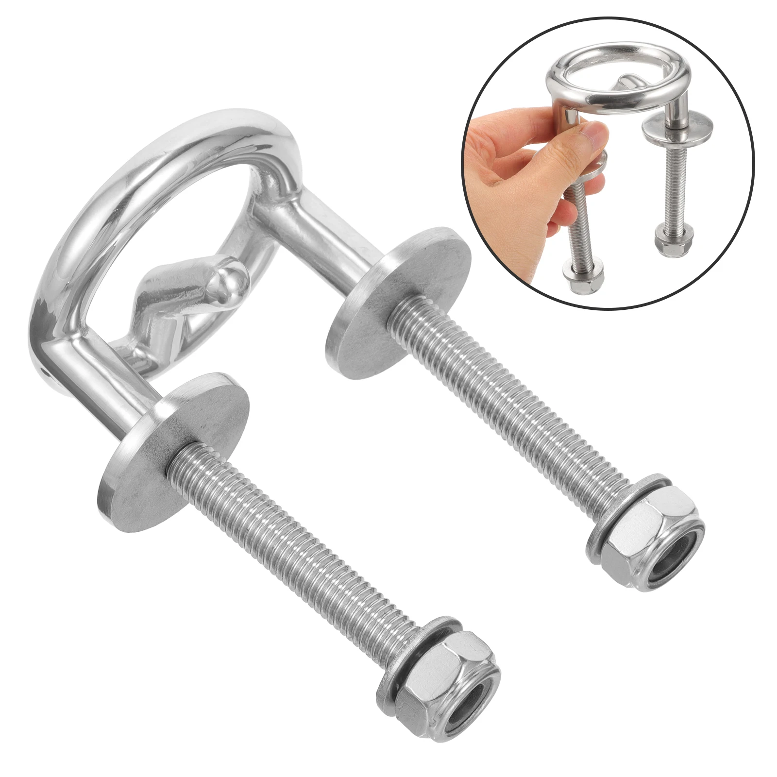 

1pcs Stainless Steel Water Ski Ring 62mm Boat Yacht Accessories Towing Hook Pontoon Tow Bar Tubing