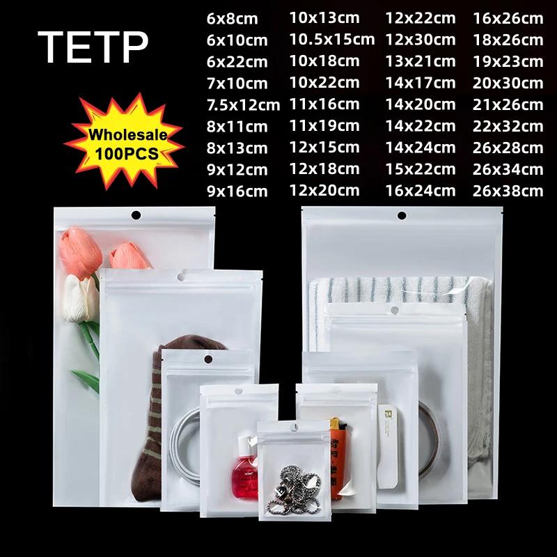 TETP 100Pcs Ziplock Bag With Hand Hole Data Cable Protective Case Spare Parts Packing Storage Wholesale For Samll Business