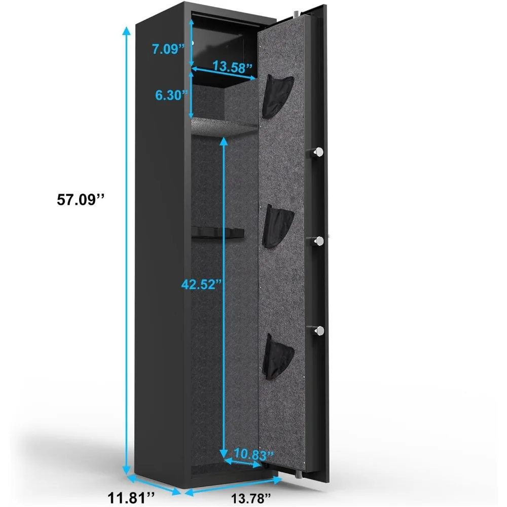 Cassaforte per pistola biometrica per impronte digitali a 5 pistole per fucili e pistole, armadio con tastiera digitale ad accesso rapido di grande capacità per impieghi gravosi