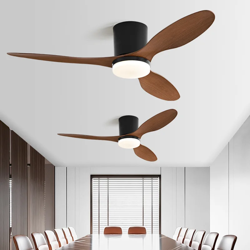 25 42 52 Inch 3 Blades Low Floor DC Motor Ceiling Fan with Light and Remote Control for Coffee Shop Home Hotel Office