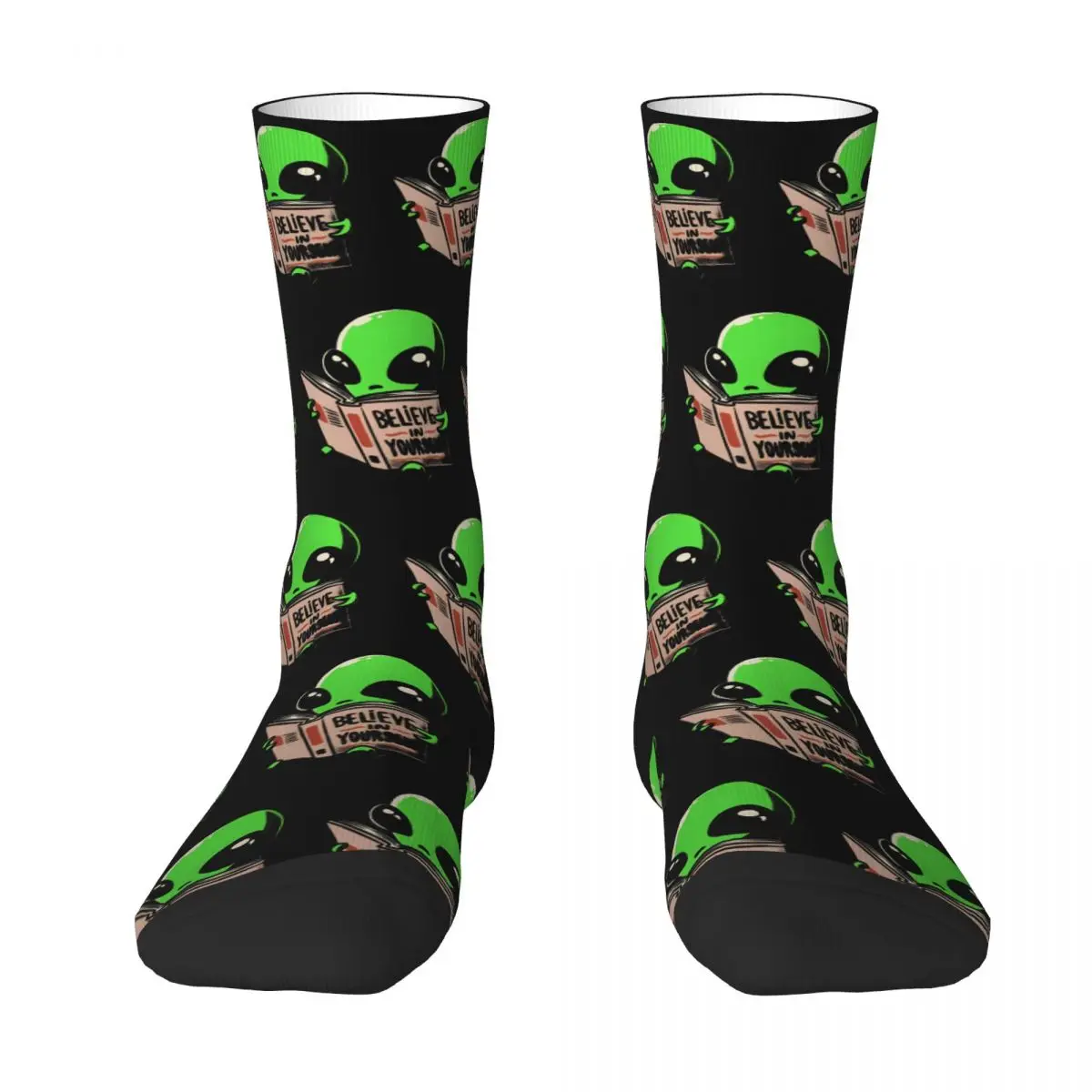 

Fashion Men's Socks Harajuku Believe In Yourself Funny Book Alien Sock Polyester Sport Women's Socks Spring Summer Autumn Winter