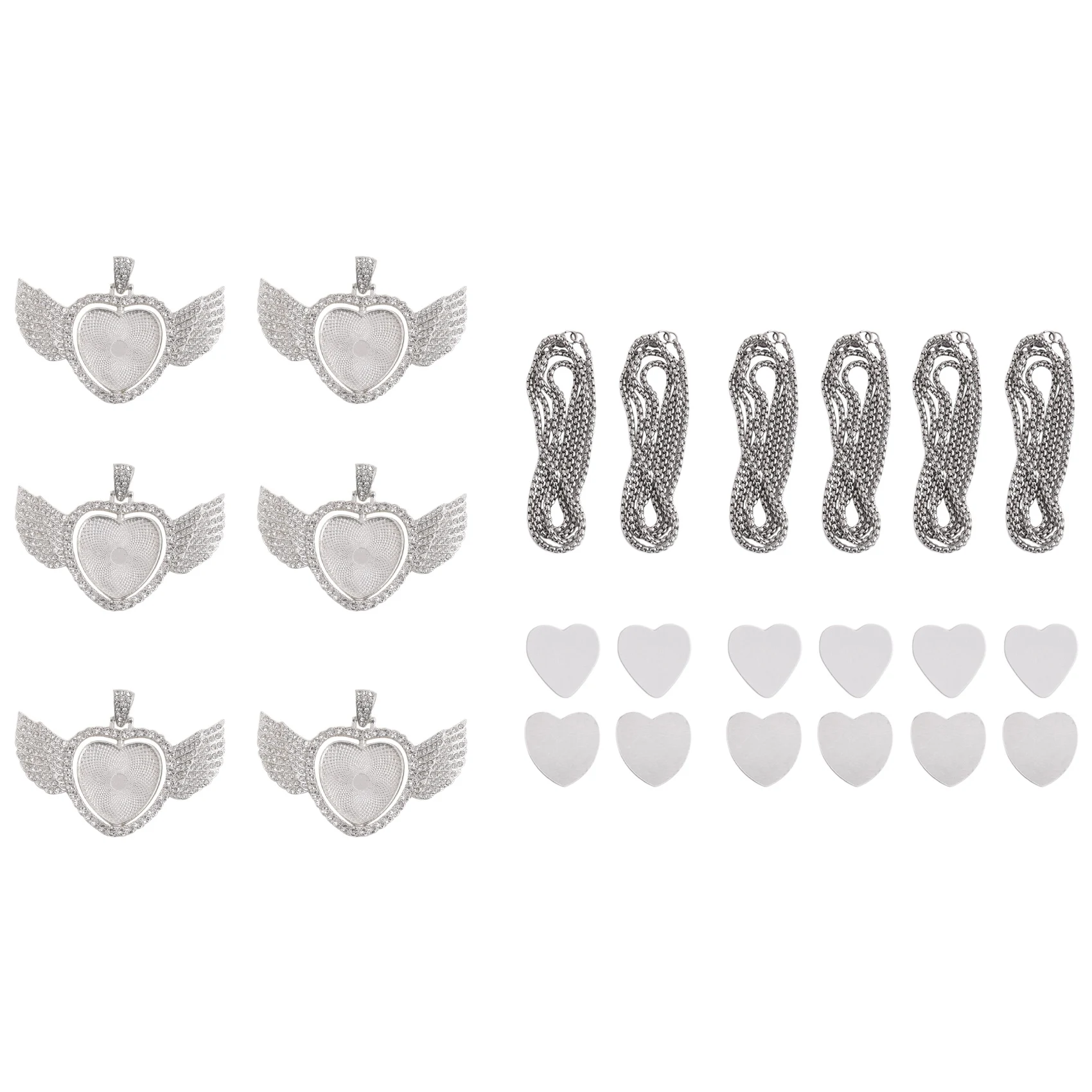 

Sublimation Rhinestone Trays Pendant Set,heart shaped wings Style
