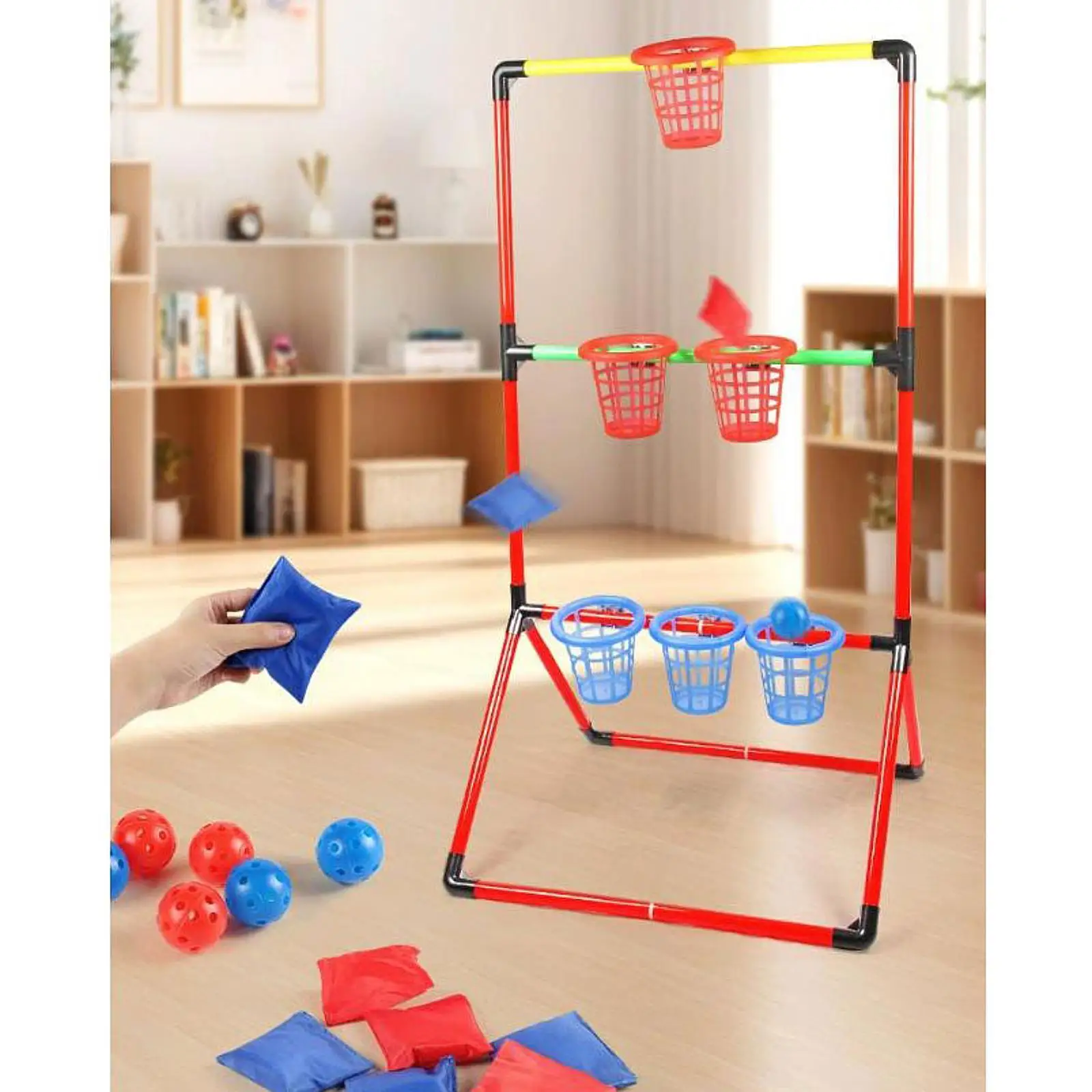 Bean Bags Bucket Game ของเล่นสนามหลังบ้านแบบพกพาสําหรับของขวัญในร่มกลางแจ้ง