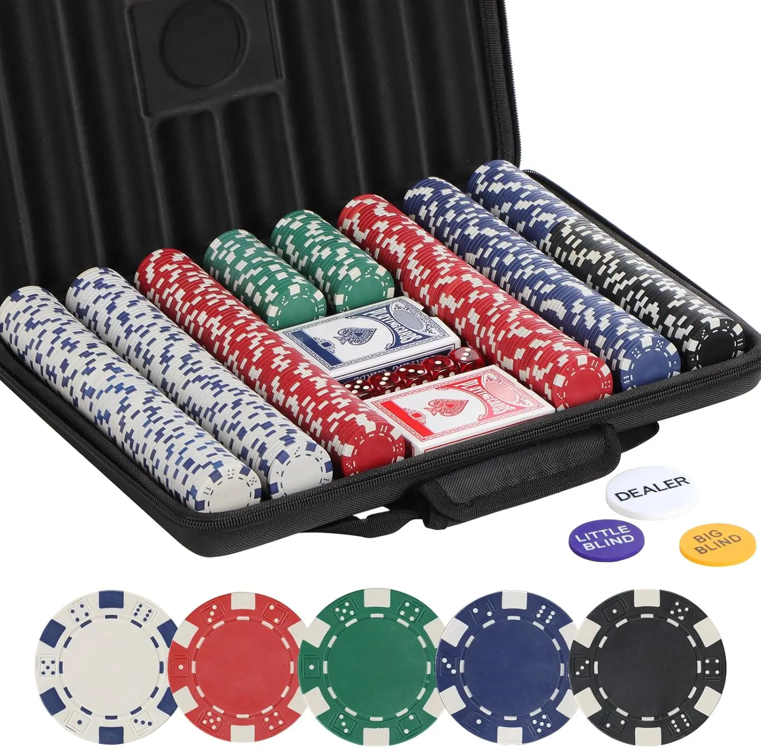 

500 Pcs 11.5g Clay Poker Chips Set with Case for Texas Holdem Blackjack Casino Games