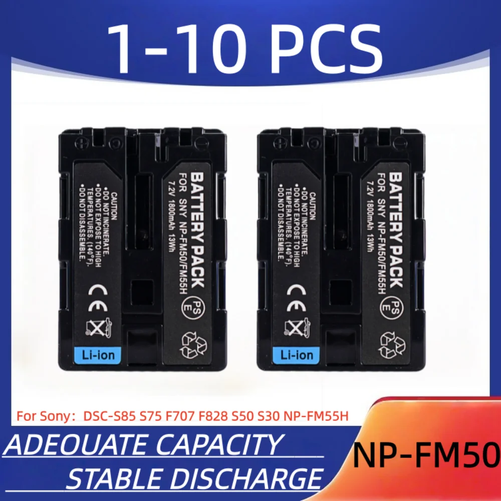 NP-FM50 Digital Camera Battery 1800mAh NP-FM50 Rechargeable Battery, Suitable for Sony DSC-S85 S75 F707 F828 S50 S30 NP-FM55H