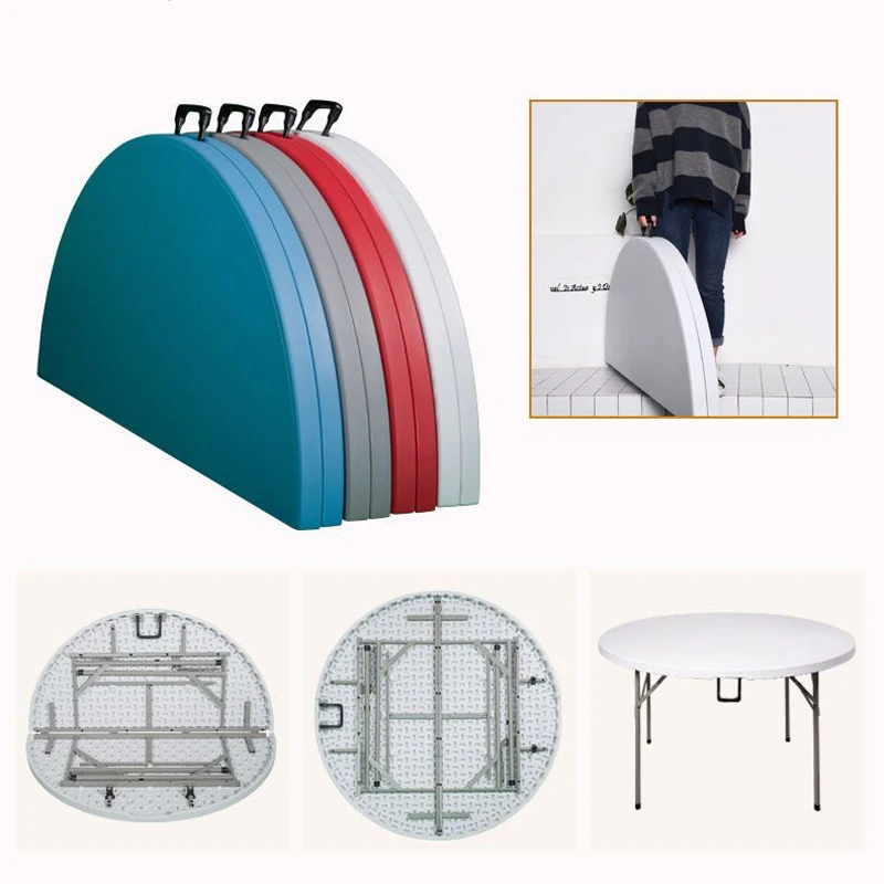 Large Round Foldable Dining Table for 6-12 People Household Simple Durable Plastic Easy to Store Folding Kitchen Table