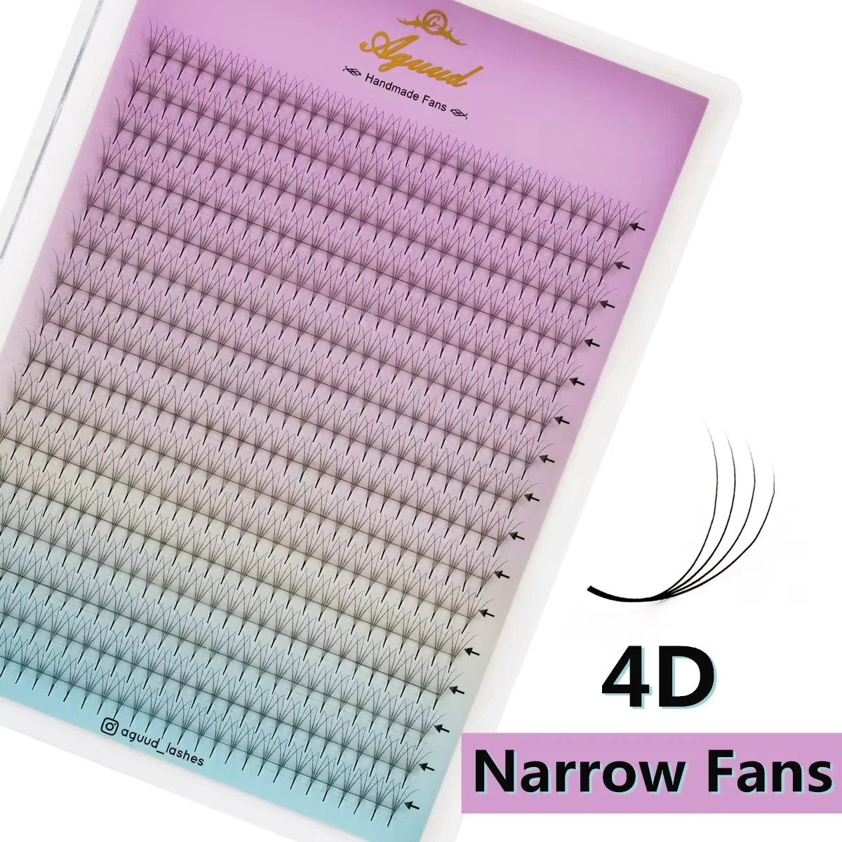 AGUUD Neuer Stil Super Schmale Dünne Spitze Vorgefertigte Wimpernfächer 4D 5D 6D 7D 8D XL Tray PBT Russische Volumen-Wimpernverlängerungsfächer – Detail 7