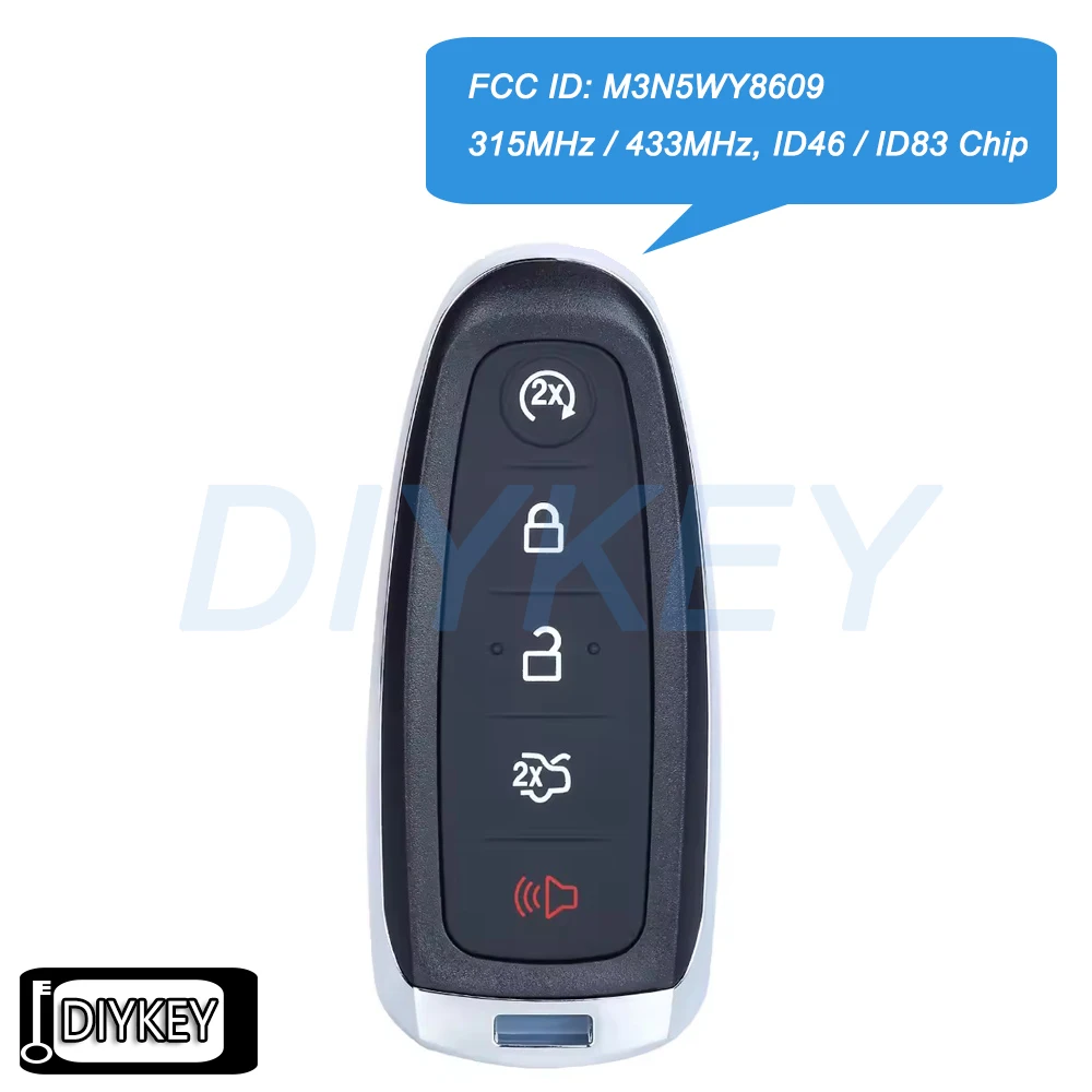 

5 кнопок, умный дистанционный брелок 315 МГц, 433 МГц, ID46 ID83, чип для Ford Edge Escape Explore Expedition Flex Focus Taurus 2011-2018