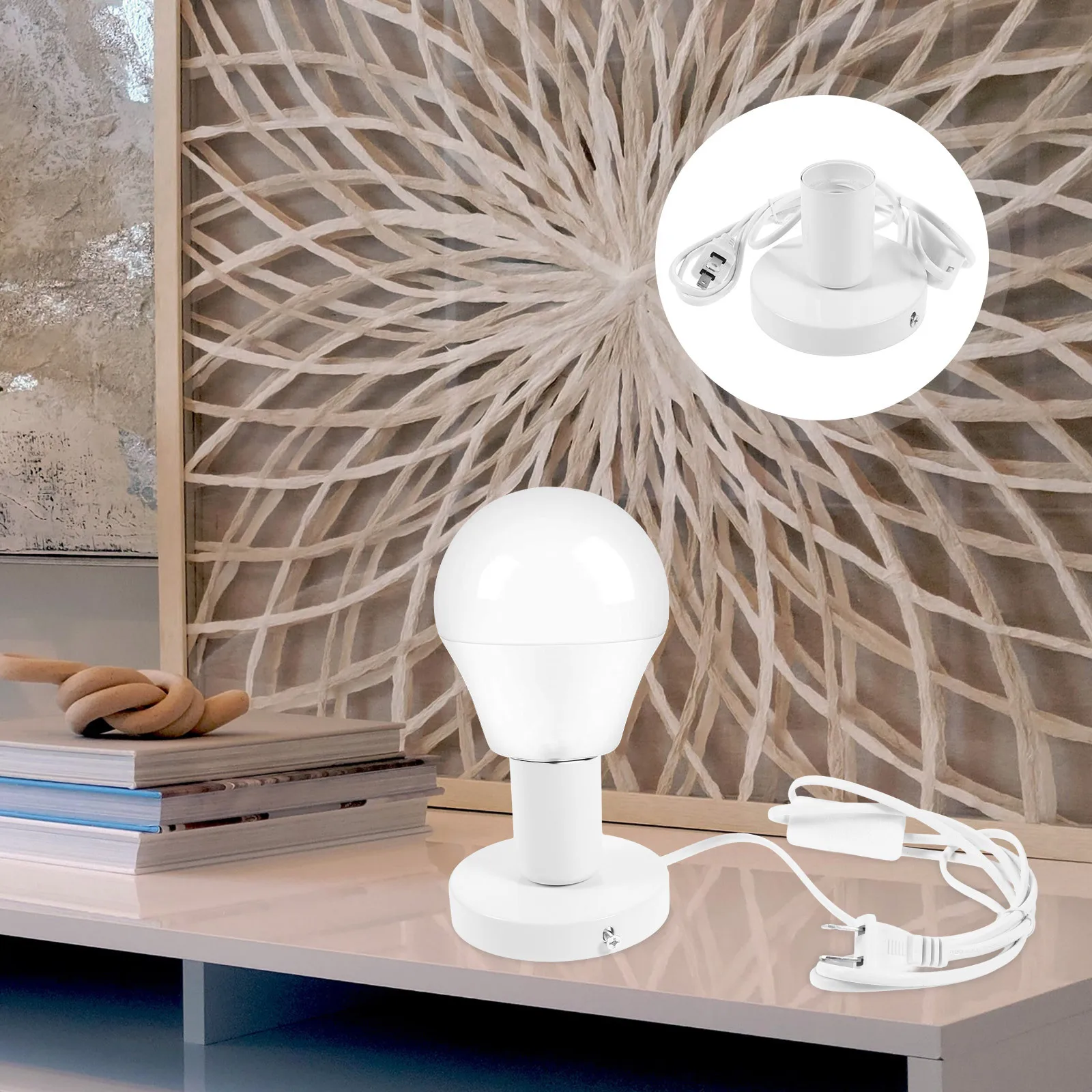 

Round Table Lamp Base Aluminum Plastic Smooth Stand for Desk Night Light Display DIY Lamp Supplies Metal Base E27 Us Plug