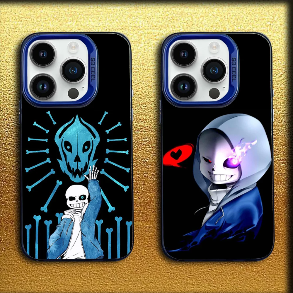 

Undertale Sans Doggo Phone Case For iPhone 16,15,14,13,12,11,Mini,Pro,SE,MAX Blue Matte Silicone Cover